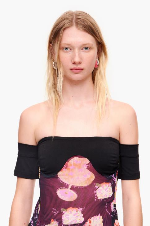 bijnaam foto print top Bimba Y Lola zwart kleding 4HDL342