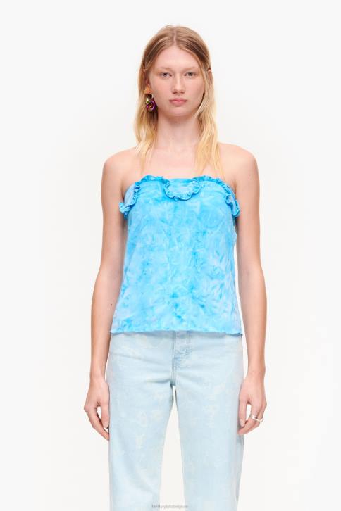 getailleerde top met ruches Bimba Y Lola blauw kleding 4HDL341