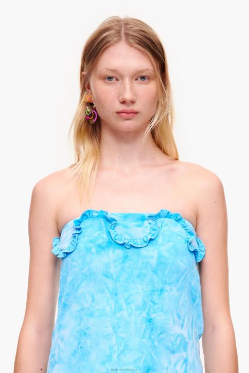 getailleerde top met ruches Bimba Y Lola blauw kleding 4HDL341
