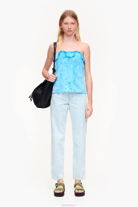 getailleerde top met ruches Bimba Y Lola blauw kleding 4HDL341