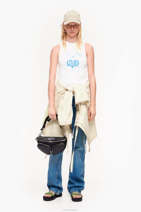 topje met beerlogo Bimba Y Lola ivoor kleding 4HDL274