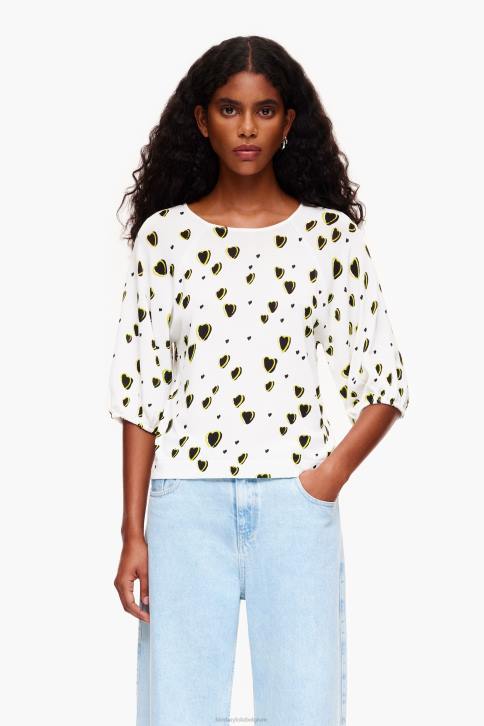 linnen trui met kleine hartenprint Bimba Y Lola ivoor kleding 4HDL370