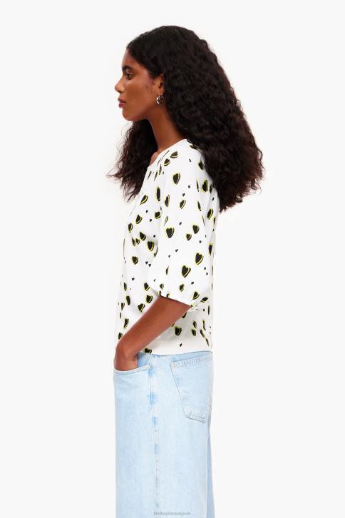 linnen trui met kleine hartenprint Bimba Y Lola ivoor kleding 4HDL370