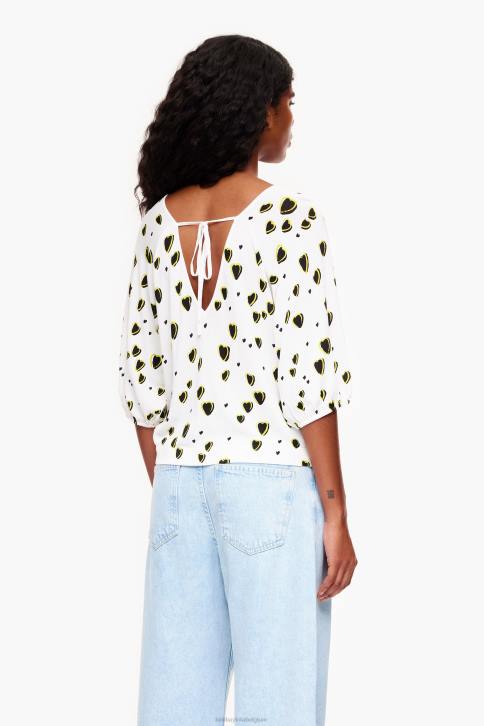 linnen trui met kleine hartenprint Bimba Y Lola ivoor kleding 4HDL370