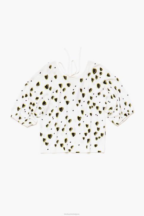 linnen trui met kleine hartenprint Bimba Y Lola ivoor kleding 4HDL370