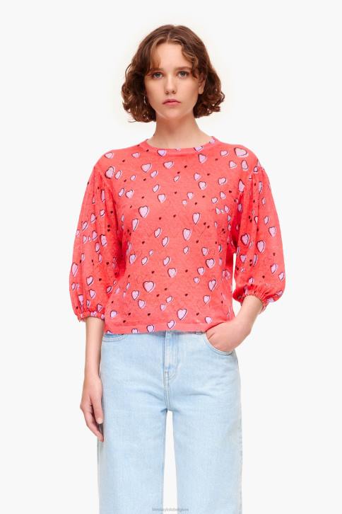 linnen trui met kleine hartjesprint Bimba Y Lola rood kleding 4HDL367
