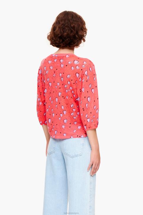 linnen trui met kleine hartjesprint Bimba Y Lola rood kleding 4HDL367