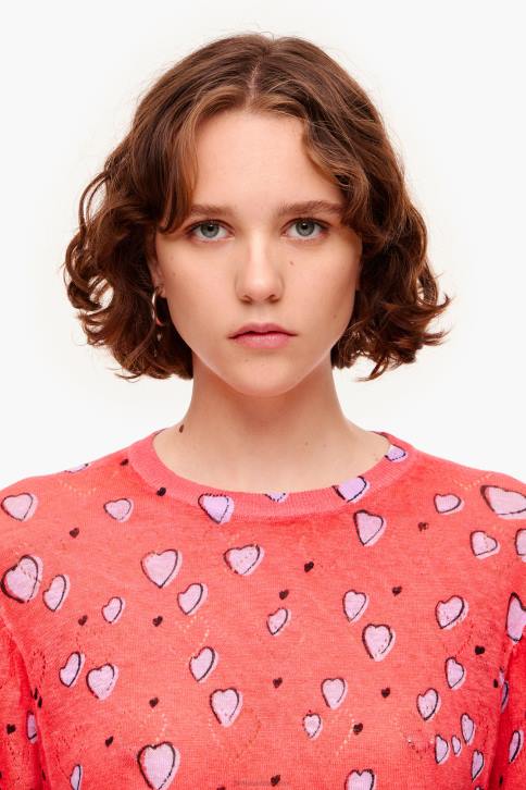 linnen trui met kleine hartjesprint Bimba Y Lola rood kleding 4HDL367