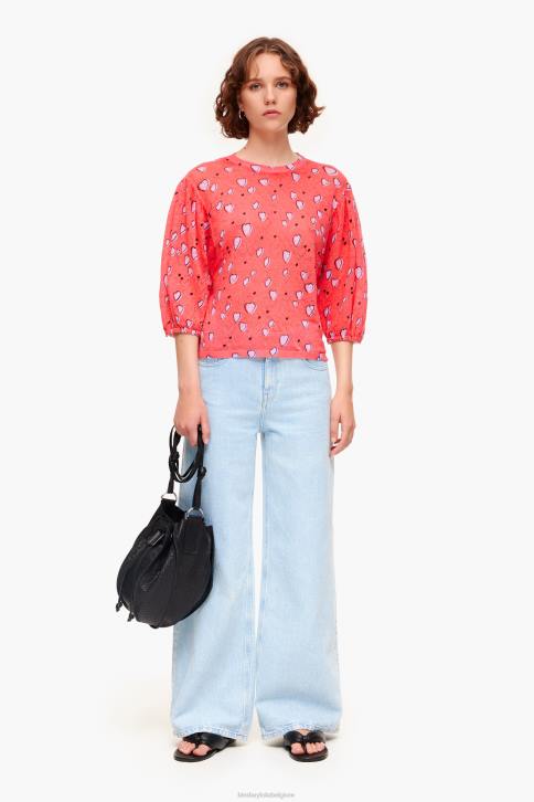 linnen trui met kleine hartjesprint Bimba Y Lola rood kleding 4HDL367