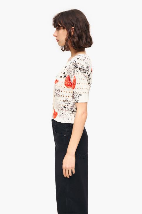 opengebreid getailleerd vest met hartjesprint Bimba Y Lola bijnaam kleding 4HDL371