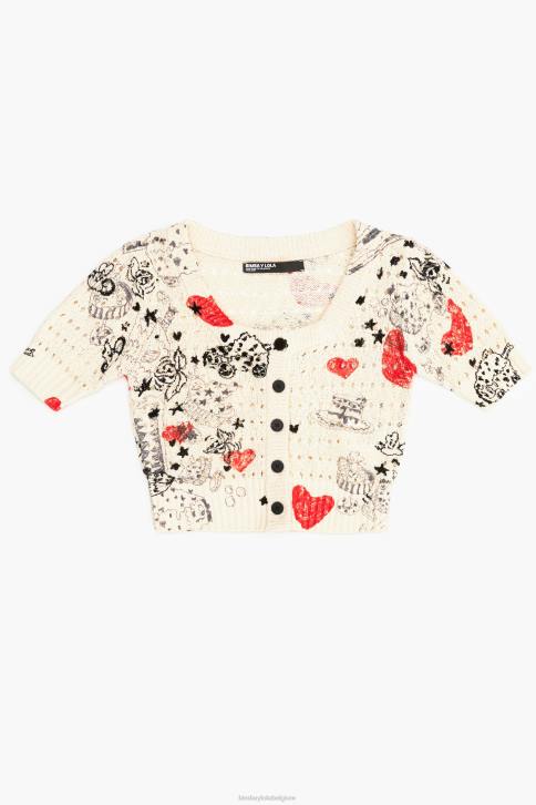 opengebreid getailleerd vest met hartjesprint Bimba Y Lola bijnaam kleding 4HDL371
