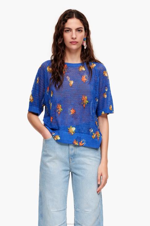 spray bloemen print linnen trui Bimba Y Lola blauw kleding 4HDL390