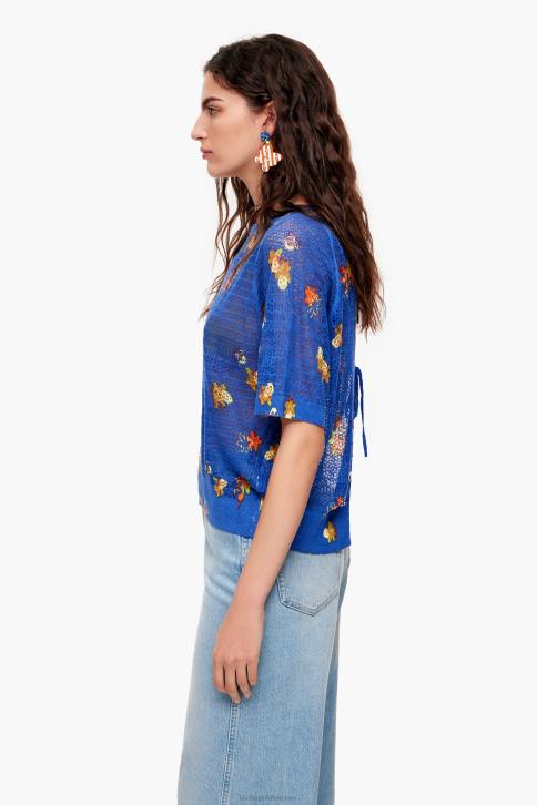spray bloemen print linnen trui Bimba Y Lola blauw kleding 4HDL390