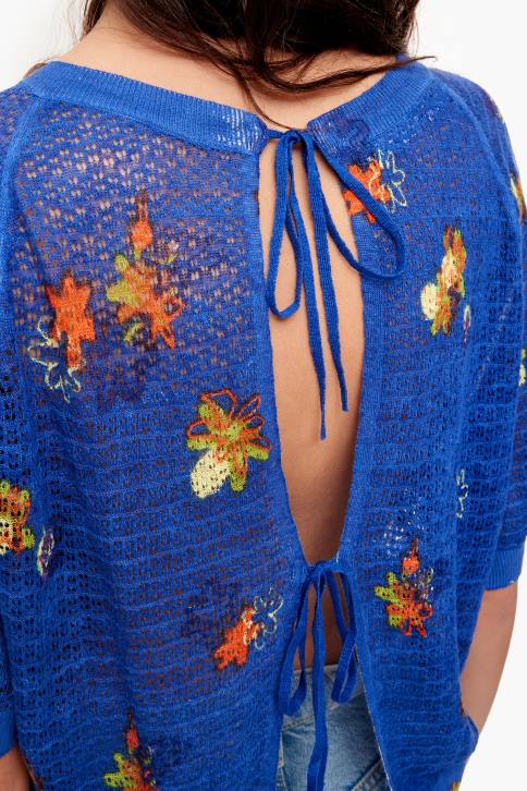 spray bloemen print linnen trui Bimba Y Lola blauw kleding 4HDL390
