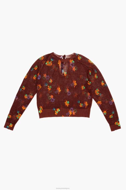 spray bloemen print linnen trui Bimba Y Lola bruin kleding 4HDL392
