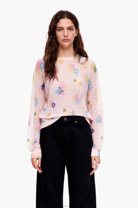 spray bloemen print linnen trui Bimba Y Lola roze kleding 4HDL393
