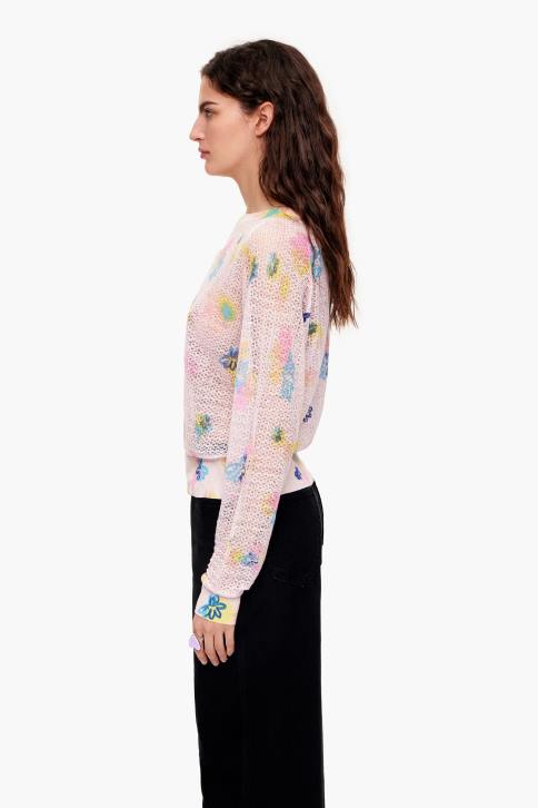 spray bloemen print linnen trui Bimba Y Lola roze kleding 4HDL393