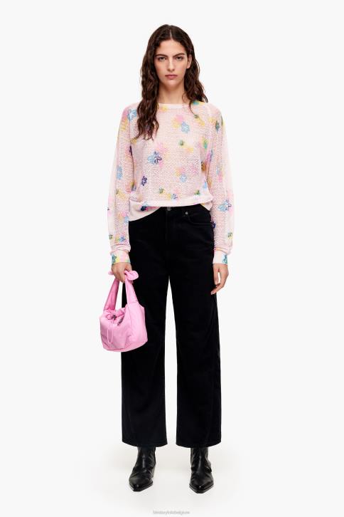 spray bloemen print linnen trui Bimba Y Lola roze kleding 4HDL393