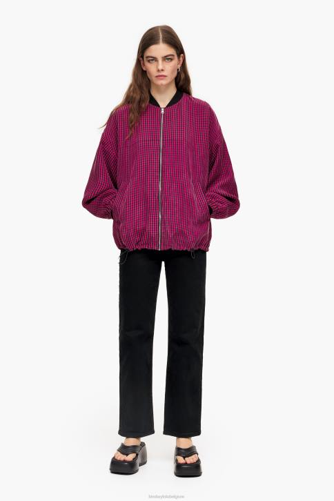 geruit cupro bomberjack Bimba Y Lola fuchsia kleding 4HDL471