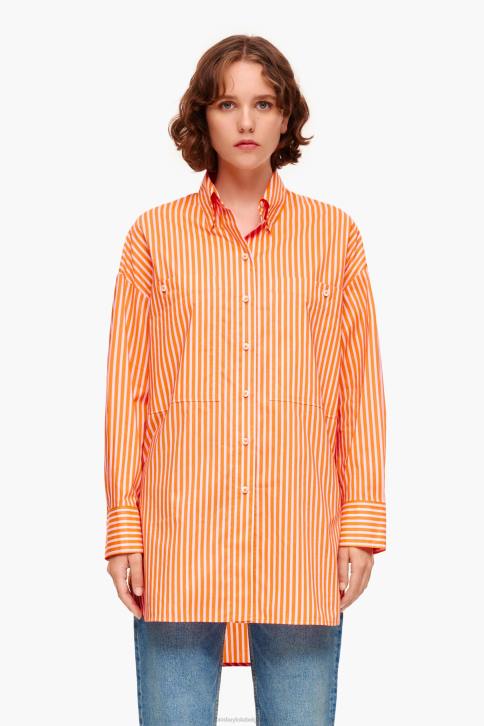 gestreept oversized overhemd Bimba Y Lola oranje kleding 4HDL334