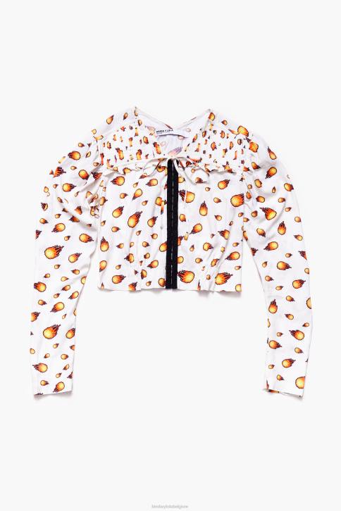 korte brandweer blouse Bimba Y Lola ivoor kleding 4HDL343