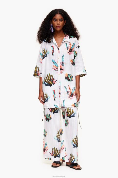 overhemd met koraalprint Bimba Y Lola ivoor kleding 4HDL326