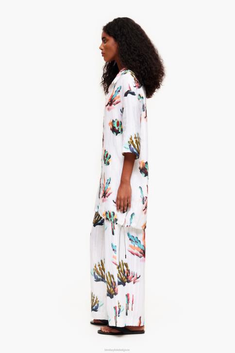 overhemd met koraalprint Bimba Y Lola ivoor kleding 4HDL326