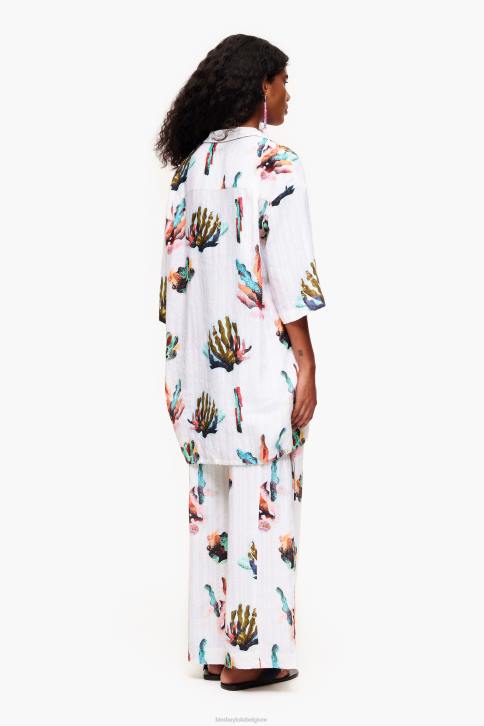 overhemd met koraalprint Bimba Y Lola ivoor kleding 4HDL326