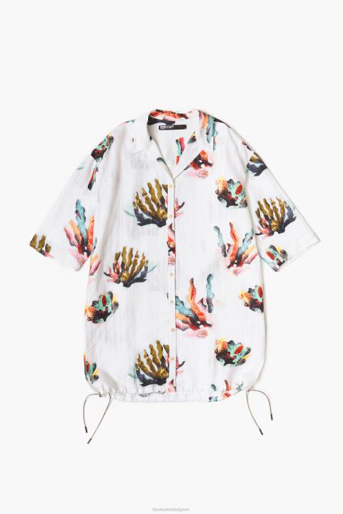 overhemd met koraalprint Bimba Y Lola ivoor kleding 4HDL326