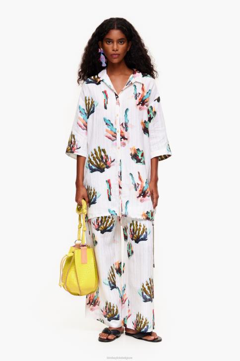 overhemd met koraalprint Bimba Y Lola ivoor kleding 4HDL326