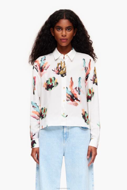 overhemd met koraalprint Bimba Y Lola ivoor kleding 4HDL330