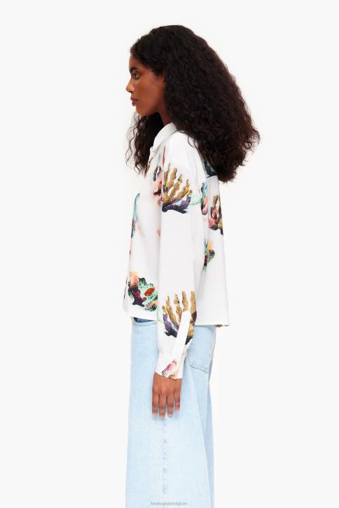 overhemd met koraalprint Bimba Y Lola ivoor kleding 4HDL330