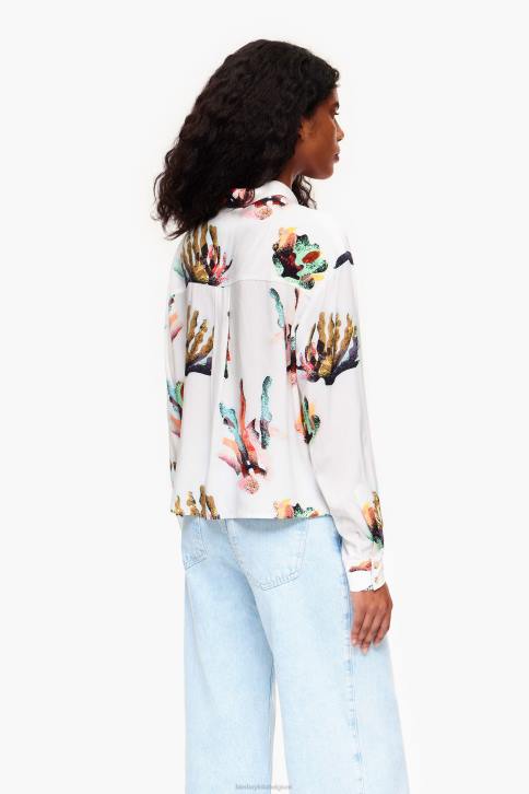 overhemd met koraalprint Bimba Y Lola ivoor kleding 4HDL330
