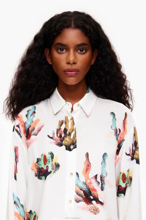 overhemd met koraalprint Bimba Y Lola ivoor kleding 4HDL330