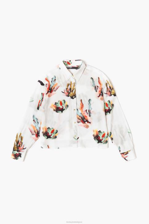 overhemd met koraalprint Bimba Y Lola ivoor kleding 4HDL330
