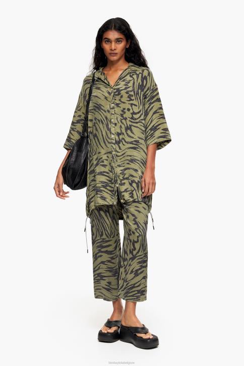 oversized overhemd met vlindervleugelprint Bimba Y Lola khaki kleding 4HDL323