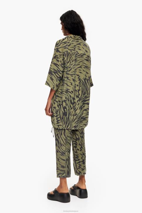 oversized overhemd met vlindervleugelprint Bimba Y Lola khaki kleding 4HDL323