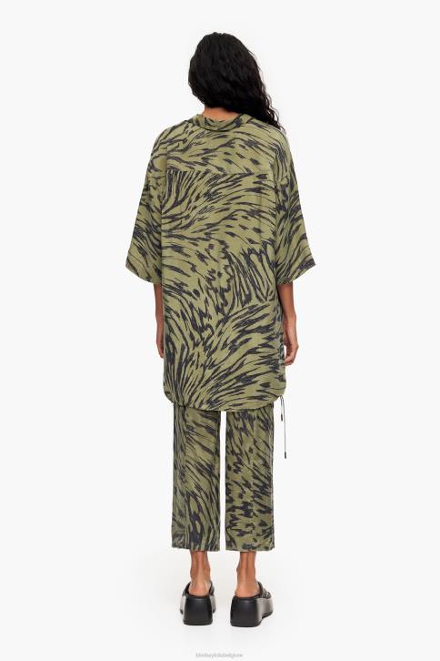 oversized overhemd met vlindervleugelprint Bimba Y Lola khaki kleding 4HDL323