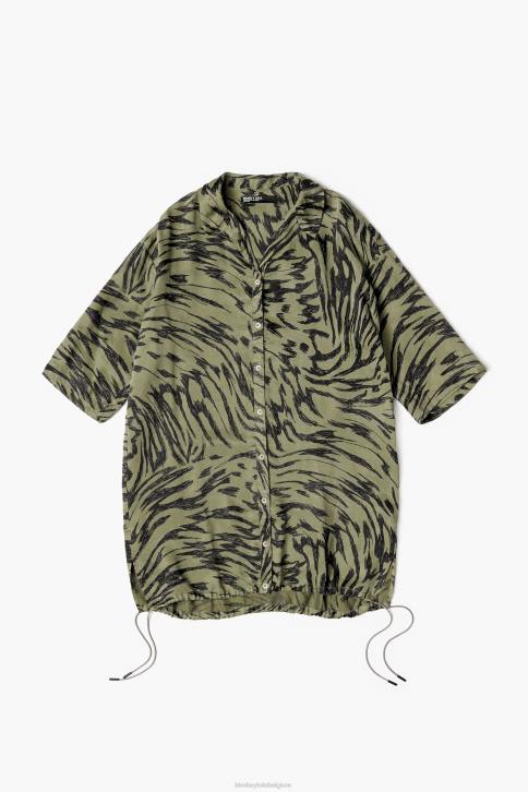 oversized overhemd met vlindervleugelprint Bimba Y Lola khaki kleding 4HDL323