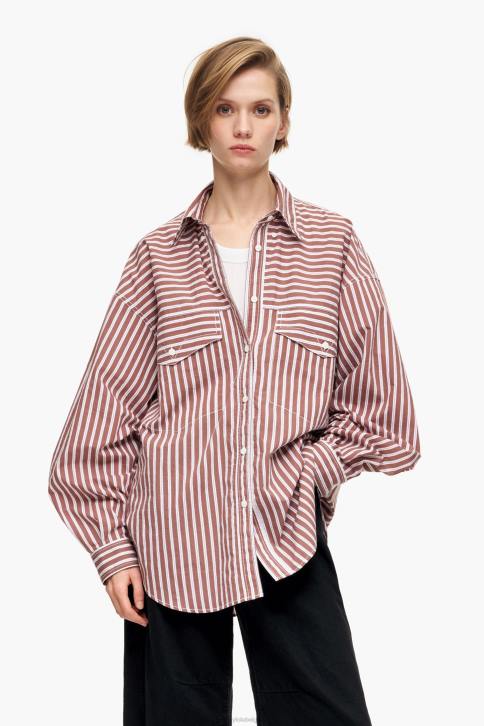popeline oversized overhemd Bimba Y Lola bruin kleding 4HDL335