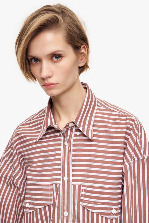 popeline oversized overhemd Bimba Y Lola bruin kleding 4HDL335