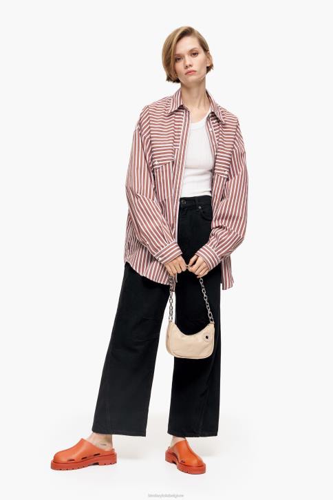 popeline oversized overhemd Bimba Y Lola bruin kleding 4HDL335