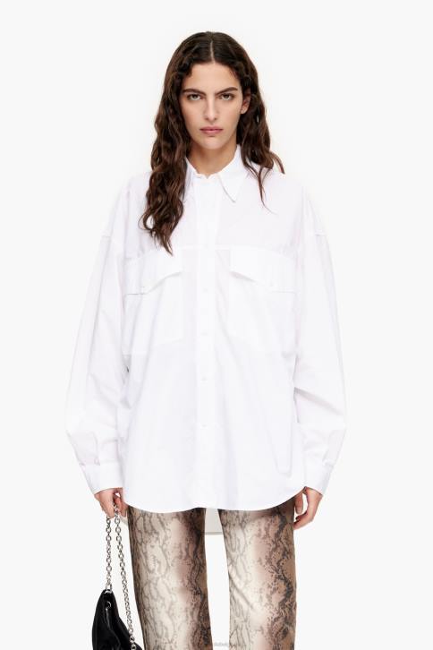 popeline oversized overhemd Bimba Y Lola wit kleding 4HDL333