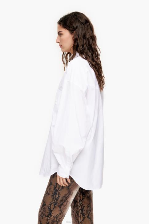 popeline oversized overhemd Bimba Y Lola wit kleding 4HDL333
