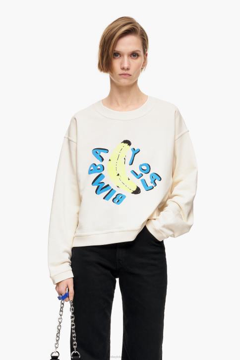 sweatshirt boxy logo banaan Bimba Y Lola ivoor kleding 4HDL495