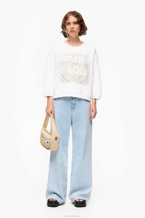 sweatshirt met logoprint Bimba Y Lola ivoor kleding 4HDL503