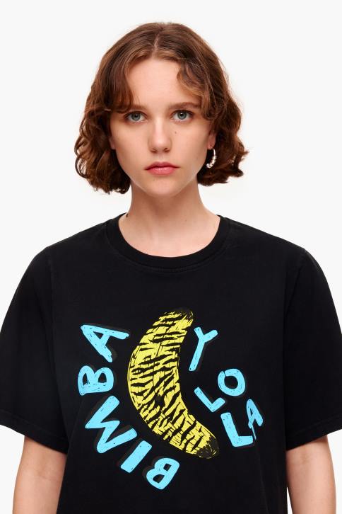 T-shirt met bananenprint Bimba Y Lola zwart kleding 4HDL278