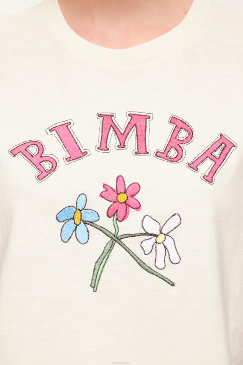 T-shirt met bloemenlogo Bimba Y Lola ecru kleding 4HDL275