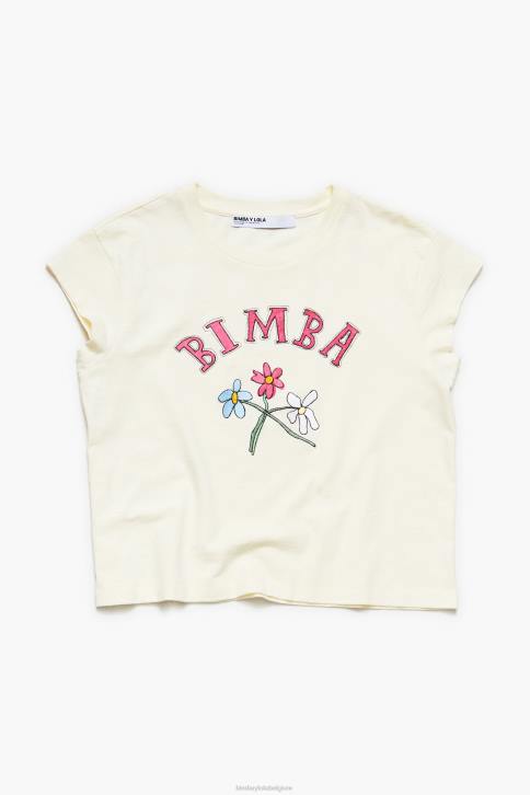 T-shirt met bloemenlogo Bimba Y Lola ecru kleding 4HDL275