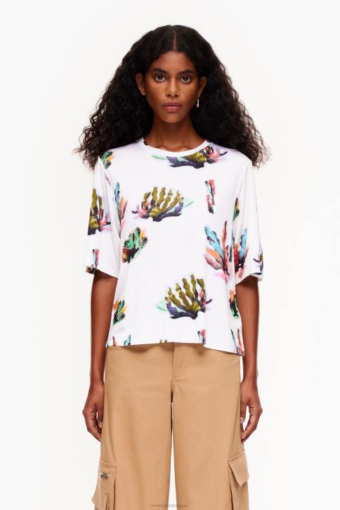 T-shirt met koraalprint Bimba Y Lola ivoor kleding 4HDL265